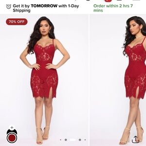Dropping Hints Lace Dress - Burgundy